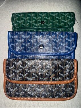 DH Gate -Inspired Tricolor Small Clutch Wallet Set - Brown, Blue & Green